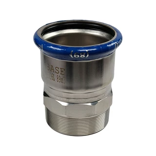 BASE PRESS-M rozsdamentes acél csatlakozó idom, külső menetes, 89 mm - 3" KM, 1.4404 - 316L
