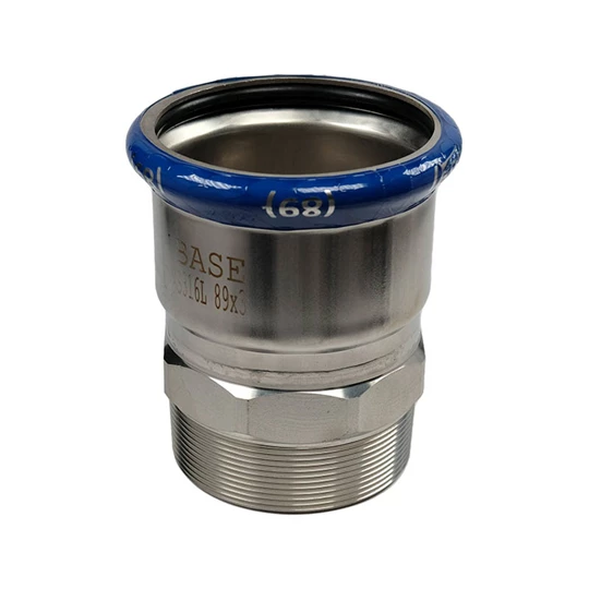 BASE PRESS-M rozsdamentes acél csatlakozó idom, külső menetes, 89 mm - 3" KM, 1.4404 - 316L