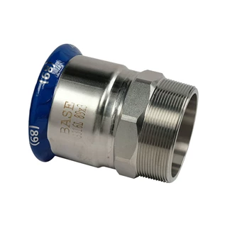 BASE PRESS-M rozsdamentes acél csatlakozó idom, külső menetes, 89 mm - 3" KM, 1.4404 - 316L