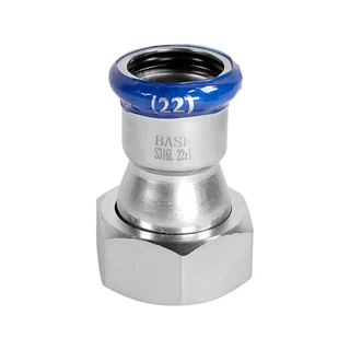 BASE PRESS-M rozsdamentes acél félhollandi csatlakozó idom, 22 mm - 1" BM, 1.4404 - 316L