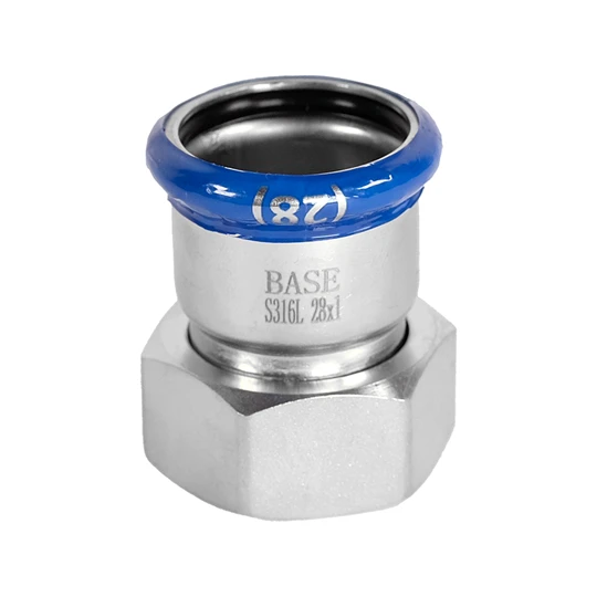 BASE PRESS-M rozsdamentes acél félhollandi csatlakozó idom, 28 mm - 1" BM, 1.4404 - 316L