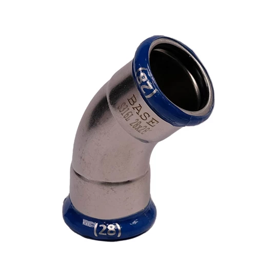 BASE PRESS-M rozsdamentes acél ív idom, 45°, 28 mm, BB, 1.4404 - 316L