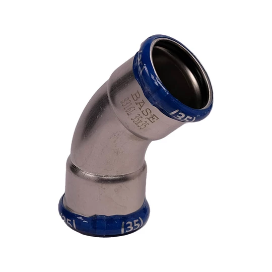 BASE PRESS-M rozsdamentes acél ív idom, 45°, 35 mm, BB, 1.4404 - 316L