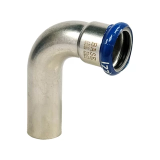 BASE PRESS-M rozsdamentes acél könyök idom, 90°, 22 mm, KB, 1.4404 - 316L