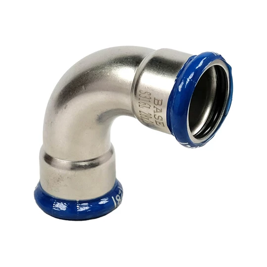 BASE PRESS-M rozsdamentes acél könyök idom, 90°, 28 mm, BB, 1.4404 - 316L