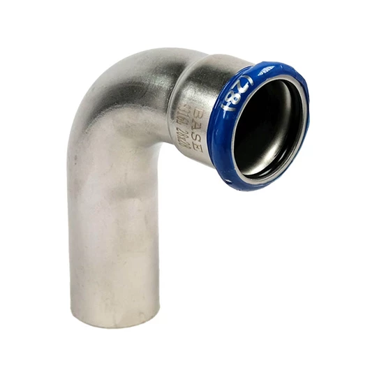 BASE PRESS-M rozsdamentes acél könyök idom, 90°, 28 mm, KB, 1.4404 - 316L