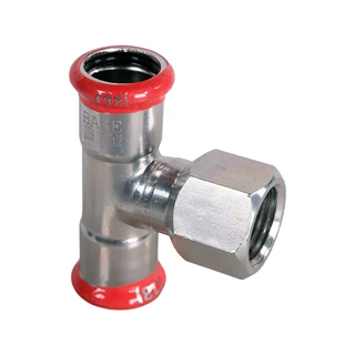 BASE PRESS-M szénacél T-idom, belső menetes, 18 mm - 1/2" - 18 mm, horganyzott