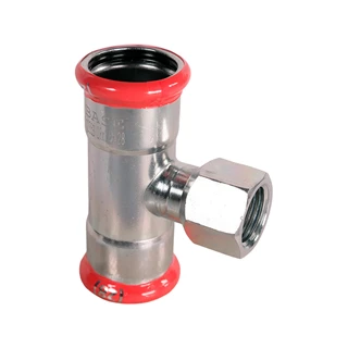 BASE PRESS-M szénacél T-idom, belső menetes, 28 mm - 1/2" - 28 mm, horganyzott