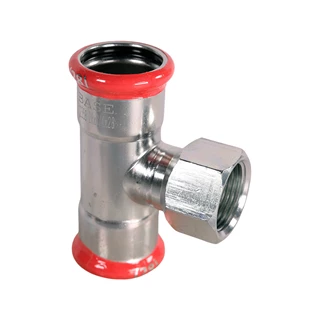 BASE PRESS-M szénacél T-idom, belső menetes, 28 mm - 3/4" - 28 mm, horganyzott