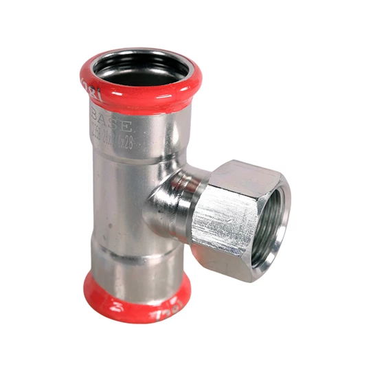 BASE PRESS-M szénacél T-idom, belső menetes, 28 mm - 3/4" - 28 mm, horganyzott