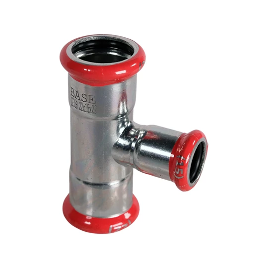 BASE PRESS-M szénacél T-idom, szűkített, 22 - 15 - 22 mm, horganyzott