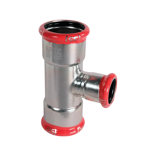 BASE PRESS-M szénacél T-idom, szűkített, 35 - 22 - 35 mm, horganyzott