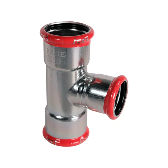 BASE PRESS-M szénacél T-idom, szűkített, 35 - 28 - 35 mm, horganyzott