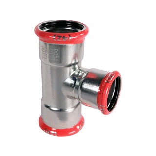 BASE PRESS-M szénacél T-idom, szűkített, 42 - 35 - 42 mm, horganyzott