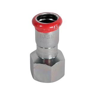 BASE PRESS-M szénacél csatlakozó idom, belső menetes, 15 mm - 1/2" BM, horganyzott