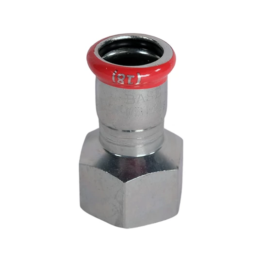 BASE PRESS-M szénacél csatlakozó idom, belső menetes, 18 mm - 3/4" BM, horganyzott