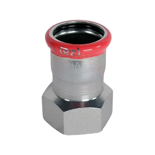 BASE PRESS-M szénacél csatlakozó idom, belső menetes, 22 mm - 1" BM, horganyzott