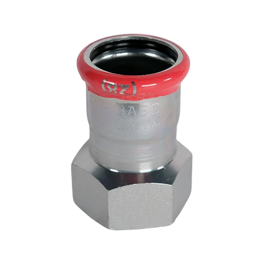 BASE PRESS-M szénacél csatlakozó idom, belső menetes, 22 mm - 1" BM, horganyzott