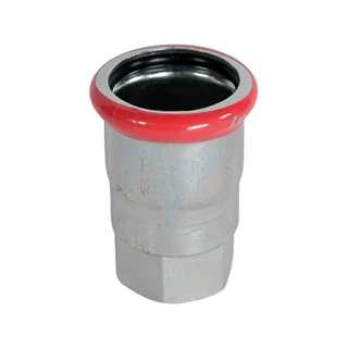 BASE PRESS-M szénacél csatlakozó idom, belső menetes, 28 mm - 1/2" BM, horganyzott