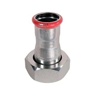 BASE PRESS-M szénacél csatlakozó idom, hollandis, 28 mm - 6/4" BM, horganyzott