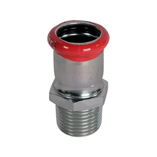 BASE PRESS-M szénacél csatlakozó idom, külső menetes, 18 mm - 1/2" KM, horganyzott