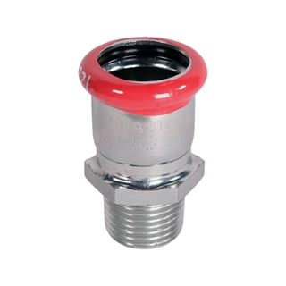 BASE PRESS-M szénacél csatlakozó idom, külső menetes, 22 mm - 1/2" KM, horganyzott
