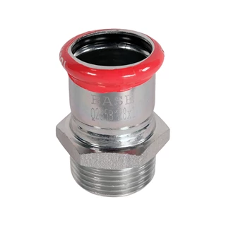 BASE PRESS-M szénacél csatlakozó idom, külső menetes, 28 mm - 1" KM, horganyzott