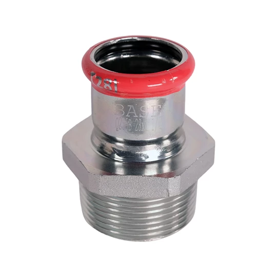 BASE PRESS-M szénacél csatlakozó idom, külső menetes, 28 mm - 5/4" KM, horganyzott