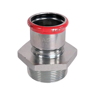 BASE PRESS-M szénacél csatlakozó idom, külső menetes, 35 mm - 6/4" KM, horganyzott