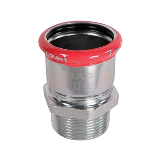 BASE PRESS-M szénacél csatlakozó idom, külső menetes, 42 mm - 5/4" KM, horganyzott