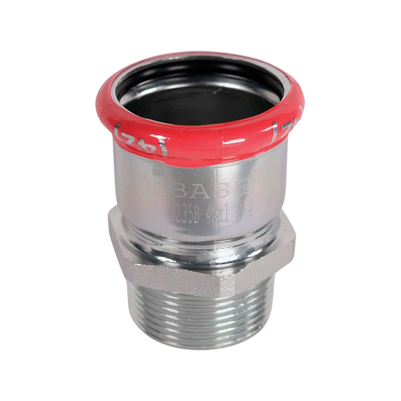 BASE PRESS-M szénacél csatlakozó idom, külső menetes, 42 mm - 5/4" KM, horganyzott