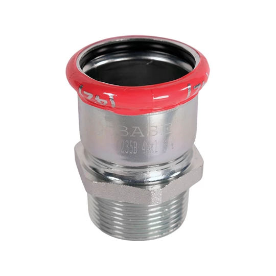 BASE PRESS-M szénacél csatlakozó idom, külső menetes, 42 mm - 5/4" KM, horganyzott