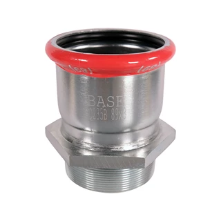 BASE PRESS-M szénacél csatlakozó idom, külső menetes, 89 mm - 3" KM, horganyzott