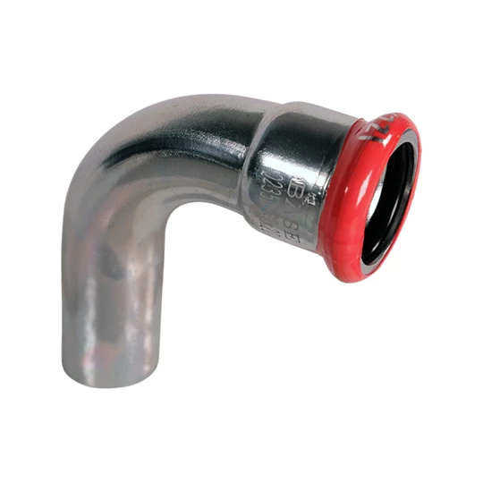 BASE PRESS-M szénacél könyök idom, 90°, 22 mm, KB, horganyzott