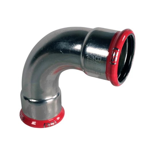 BASE PRESS-M szénacél könyök idom, 90°, 35 mm, BB, horganyzott