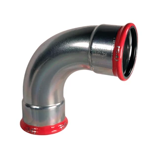 BASE PRESS-M szénacél könyök idom, 90°, 54 mm, BB, horganyzott