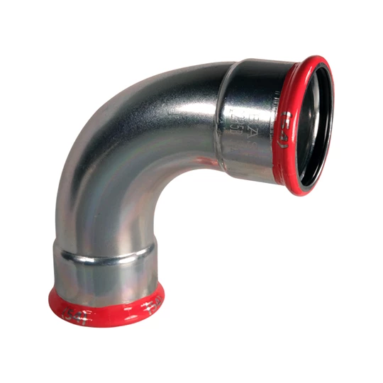 BASE PRESS-M szénacél könyök idom, 90°, 54 mm, BB, horganyzott