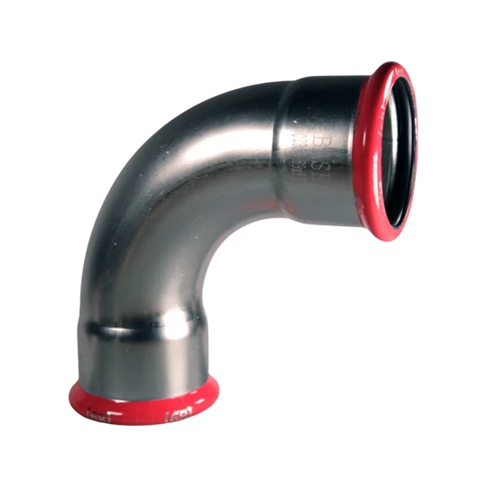 BASE PRESS-M szénacél könyök idom, 90°, 89 mm, BB, horganyzott