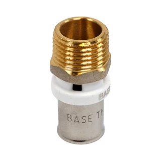 BASE PRESS-TH/U ötrétegű csatlakozó, külső menetes, KM, 16 x 3/4" , réz