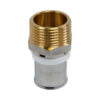 BASE PRESS-TH/U ötrétegű csatlakozó, külső menetes, KM, 25 x 3/4" , réz