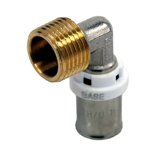 BASE PRESS-TH/U ötrétegű könyök idom, külső menetes, KM 16 x 1/2" , réz