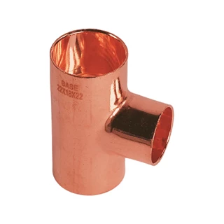BASE forrasztható réz T-idom, szűkített, 22 - 18 - 22 mm
