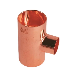 BASE forrasztható réz T-idom, szűkített, 35 - 22 - 35 mm
