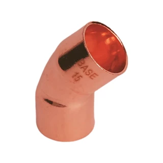 BASE forrasztható réz ív idom 45°, BB, 15 mm