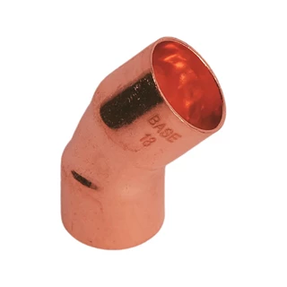 BASE forrasztható réz ív idom 45°, BB, 18 mm