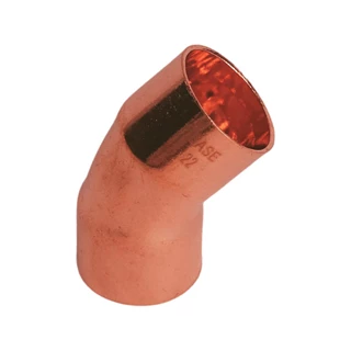 BASE forrasztható réz ív idom 45°, BB, 22 mm