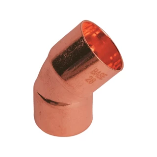 BASE forrasztható réz ív idom 45°, BB, 28 mm