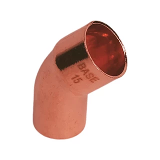 BASE forrasztható réz ív idom 45°, KB, 15 mm