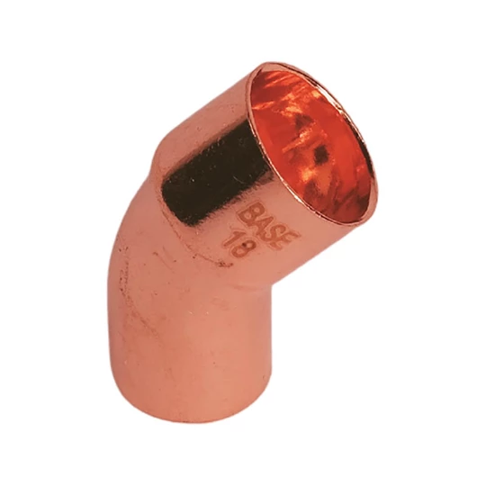 BASE forrasztható réz ív idom 45°, KB, 18 mm