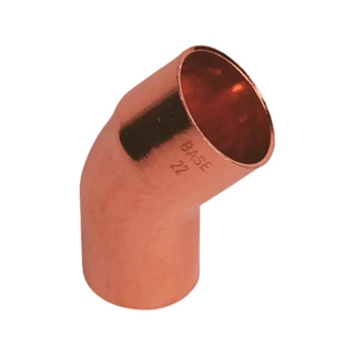 BASE forrasztható réz ív idom 45°, KB, 22 mm